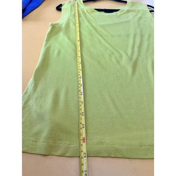 Heather Solid Yellow Knit Crewneck Cut Out Back Sleeveless Tank Top Size Small - Picture 7 of 7